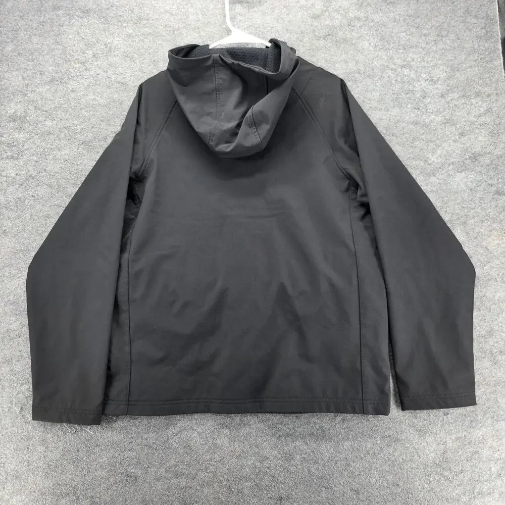 Spyder Jacket Mens M Black Hooded Softshell Full Zip Stretch Ski Pockets Warm